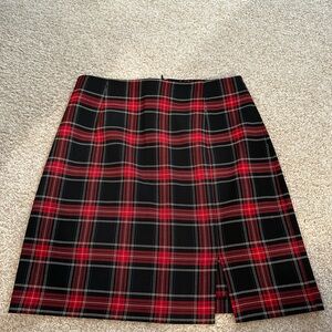 Zara Red and Black Mini Pencil Skirt with Slit